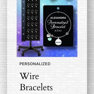 NWT “elizabeth” personalized silver wire bracelet with charms !